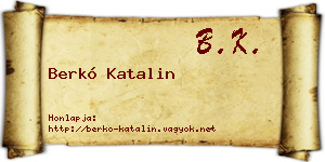 Berkó Katalin névjegykártya